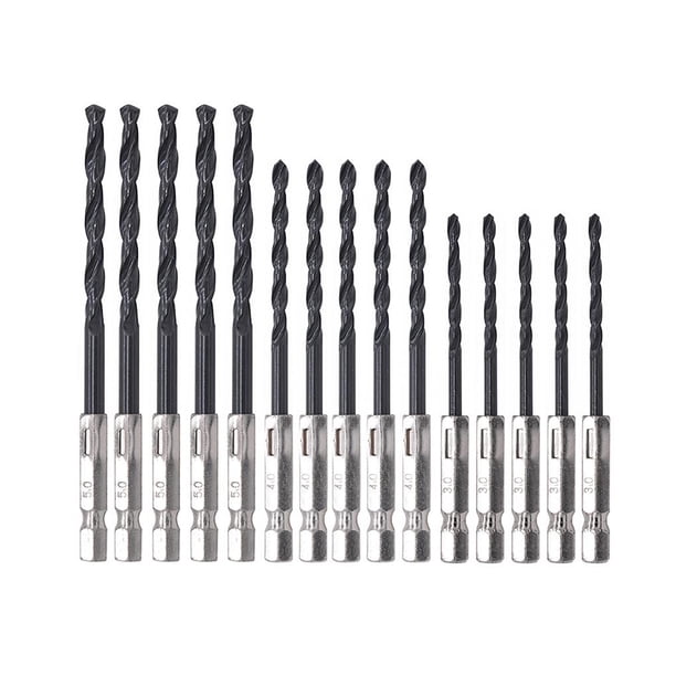 Juego De Brocas Hss De 15 Piezas, Brocas De Vástago Hexagonal De 44565 Pulgadas, Brocas Recubiertas De Titanio Para Madera, Plástico, Vidrio, Perforación, Corte, Artesanía, Herramienta De Bricolaje Minnieouse TO004298-00