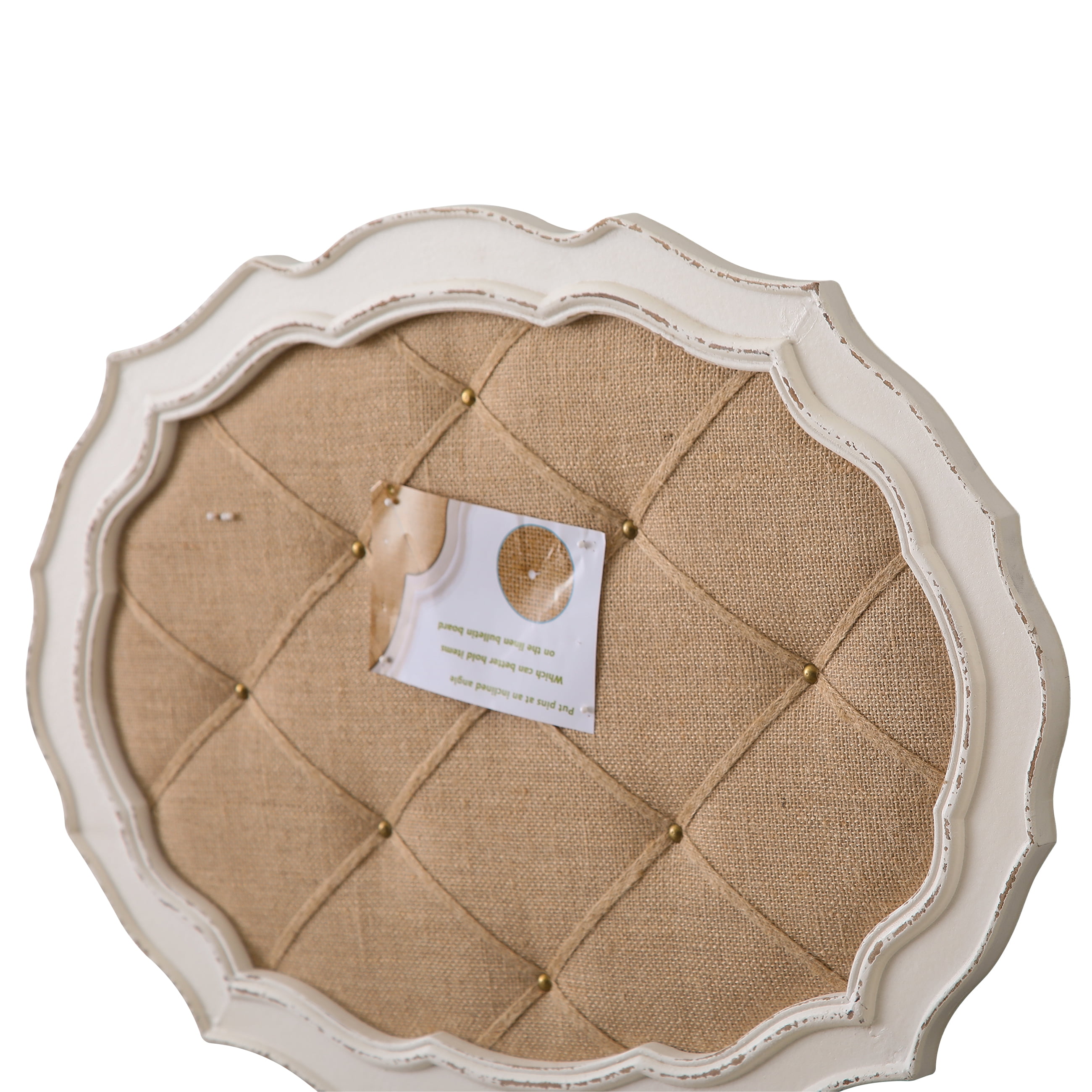 SOFE 19.7x28 Inch Oval Linen Bulletin Board for Wall - White Wood Framed Pin Board, Horizontal or Vertical Hanging Memo Display Board for Home Office, Bedroom, Living Room Decor