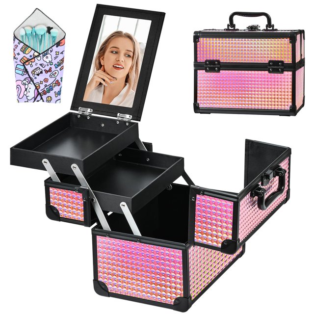 Estuche organizador de estuches de maquillaje GALHUBIS Makeup Train, negro