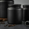 thumbnail image 5 of Ceramic Ribbed Food Storage Jar Airtight Kitchen Organizer Durable Container New, 5 of 6