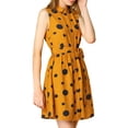thumbnail image 4 of MODA NOVA Junior's Polka Dots Button Down Sleeveless Shirt Dress Yellow XL, 4 of 5