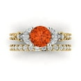 thumbnail image 2 of Clara Pucci 18K Yellow/White Gold Round Cut 1.5Ct Simulated Red Diamond Engagement Ring + Matching Band - Luxury Box Included, 2 of 7