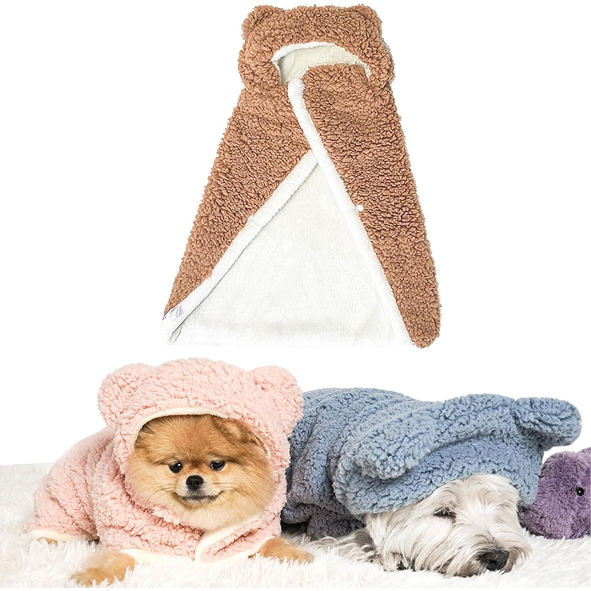 Pet Cape Blanket Warm Flannel Dog Cape with Hood Winter Coat Wrap for Small Dogs and Cats Soft Plaid Blanket Cape for Indoor & Outdoor Use