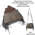 thumbnail image 5 of Urbalabs Western Crossbody Fringe Buckle Cowhair Leather Messenger Teal Stone Tooled Tote Bag Hand Stitched Purses (Dark Brown), 5 of 7