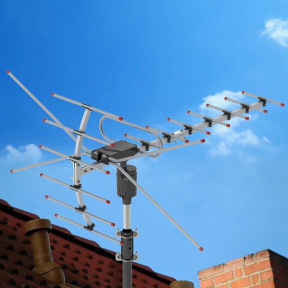200Mile Outdoor TV Antenna Motorized Amplified HDTV 1080P 4K 22dB 360°Rotation
