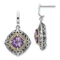 thumbnail image 2 of Shey Couture Sterling Silver with 14K Accent Antiqued Cushion Amethyst Post Dangle Earrings QTC687, 2 of 4