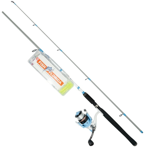 Fish Florida 7ft Fiberglass Rod with Spinning Reel & Lure Kit