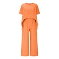 thumbnail image 5 of CheerKidz Womens Solid Color Linen Round Neck Split Hem Pants Set Casual Comfortable Five Piece Outfit for Summer Vacation, 5 of 9