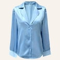 thumbnail image 5 of Satin Silk Blouse for Womens Trendy Ruched Long Sleeve V Neck Tie Dress Shirt Casual Loose Office Work T-Shirt, 5 of 7