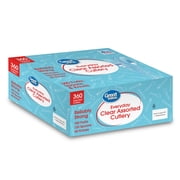 Great Value Everyday Plastic Disposable Assorted Cutlery Set, Clear, 360 Count