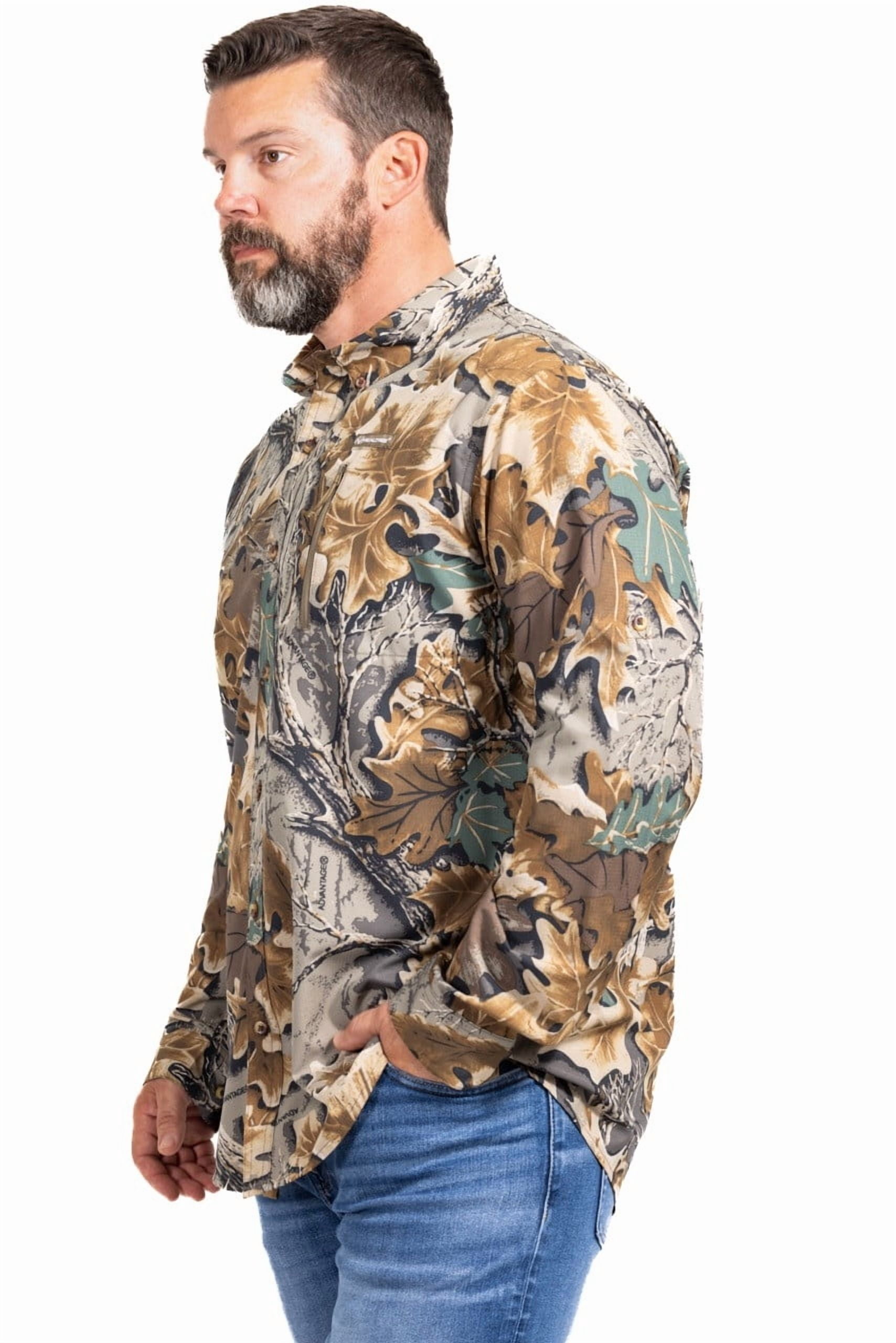 Realtree Men's Long Sleeve Button-Down Hunting Shirt, AC Camo, Lightweight Outdoor Wear, Size L