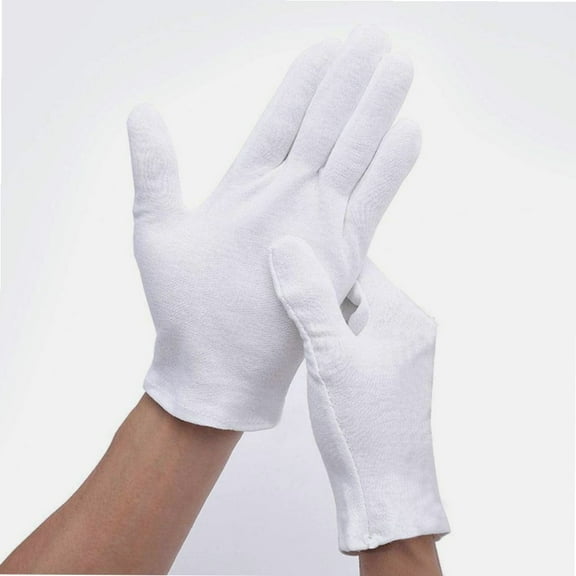 Moisturizing Gloves OverNight Bedtime Cosmetic Inspection Premium Cloth Quality Eczema Dry Sensitive Irritated Skin Spa Therapy Secure Wristband Insurance Work Gloves Etiquette Cotton Gloves (Large)