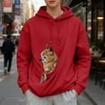 thumbnail image 7 of CCRFTGI Cat Dog Pouch Hoodie for Women Fuzzy Kangaroo Puppy Kitten Holder Sweatshirt Fleece Pet Hoodie Carrier Wearable Dog Carrier Sweatshirt Red L, 7 of 7