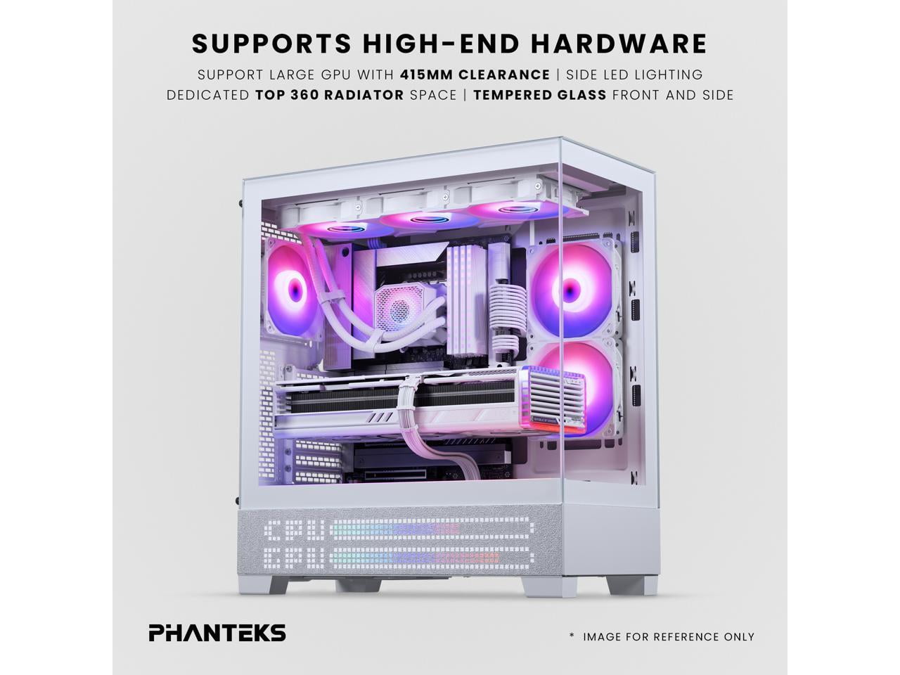 Phanteks XT View Matrix Mid-Tower ATX Gaming PC Case, 600-LED Matrix Display, Tempered Glass Front & Side Panels, USB-C 3.2 Gen2, 3x D-RGB Fans Included, Rear-Connector Ready, Grey White