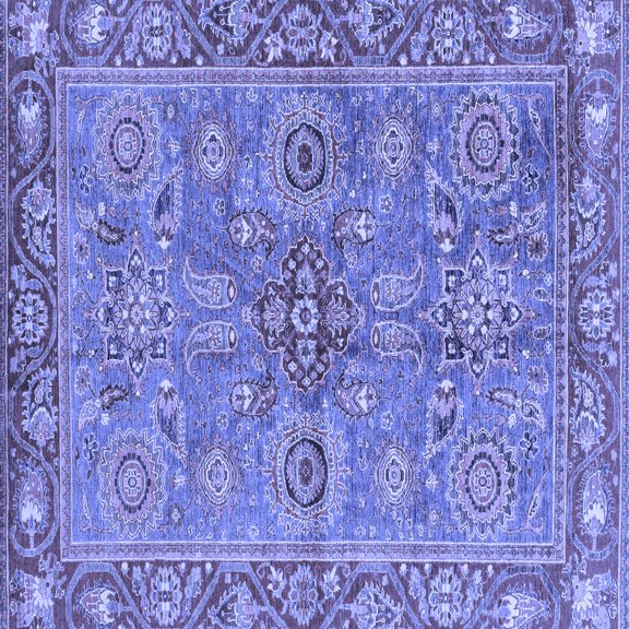 Ahgly Company Indoor Square Oriental Blue Traditional Area Rugs, 3' Square