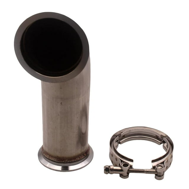 Almencla 3" Stainless Steel 90 degree Adapter Exaust Downpipe Flange w/ Clamp Pipe 6" leg