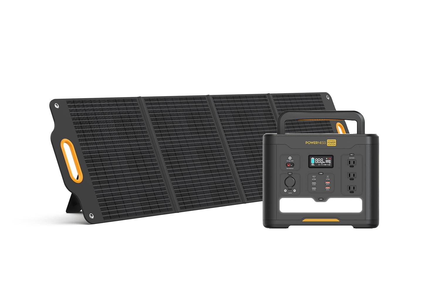 Powerness Solar Generator 1500 with 200W Foldable Solar Panel Included, 1536Wh Portable Power Station with 3xAC Outlets, LiFePO4 Battery Backup for Outdoor, Camping, Trip, Power Outage, Home Back Up
