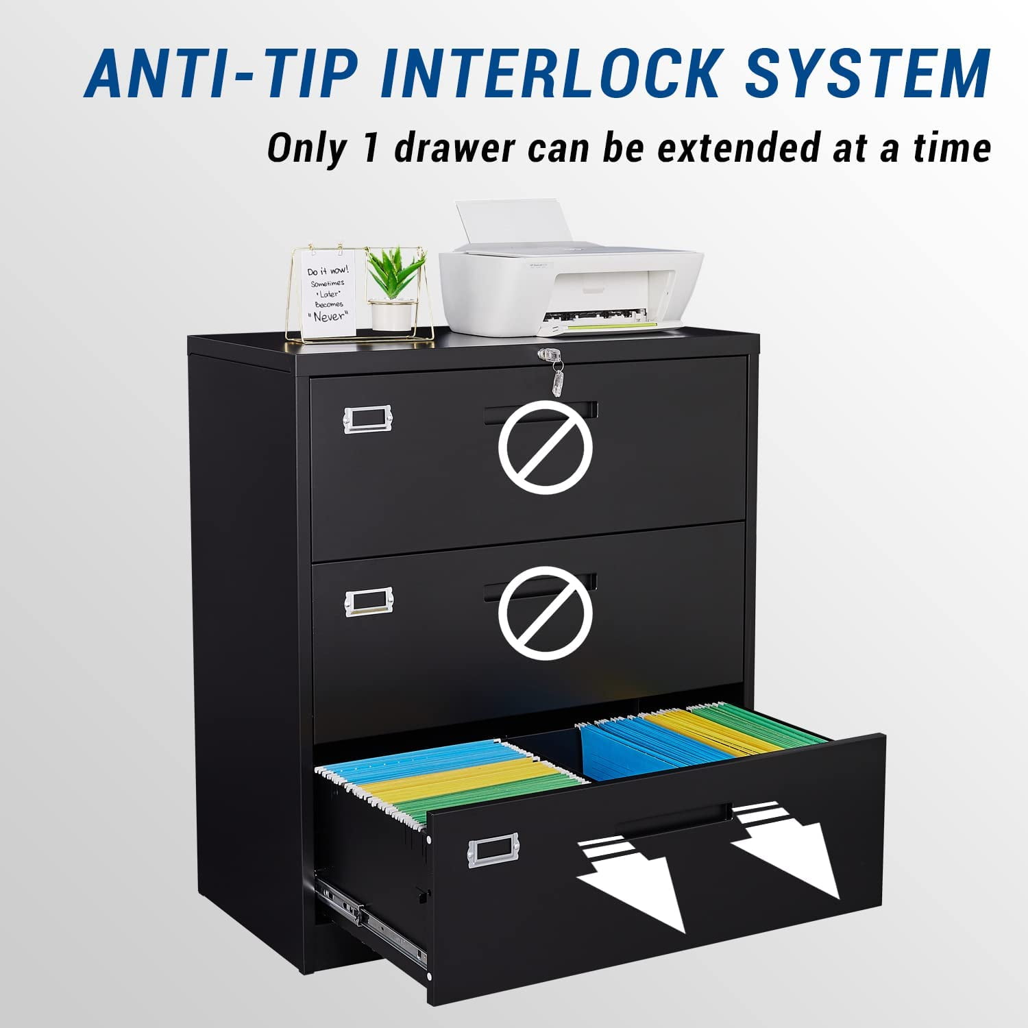 Buy STANI Lateral File with Lock, 3 Drawer Lockable Filing