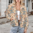 thumbnail image 3 of Jackets for Women Winter Coat Jackets Flannel Stand Collar Jacket(Vintage Floral Ornament Pattern,Size:S-4XL), 3 of 7