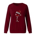 thumbnail image 2 of Jersey navideño para mujer, camiseta de manga larga con estampado de cuello redondo, camiseta adelgazante XBTCLXEBCO Vino Rojo;L, 2 of 3