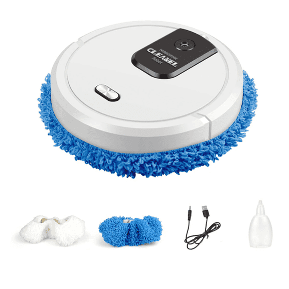 Multi-function Intelligent Sweeping Robot Mop with Self-Emptying Base for 60Min of Cleaning,360°Full-Surround Wipe,High Operating of Up to10,000rpm,Humidifying,Wet and Dry Available,white