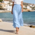 thumbnail image 6 of Jsaierl Women’s Solid Tiered Maxi Skirt High Waist Soft Cotton Flowy Casual Skirt with Pockets for Spring Summer Vacation, 6 of 9