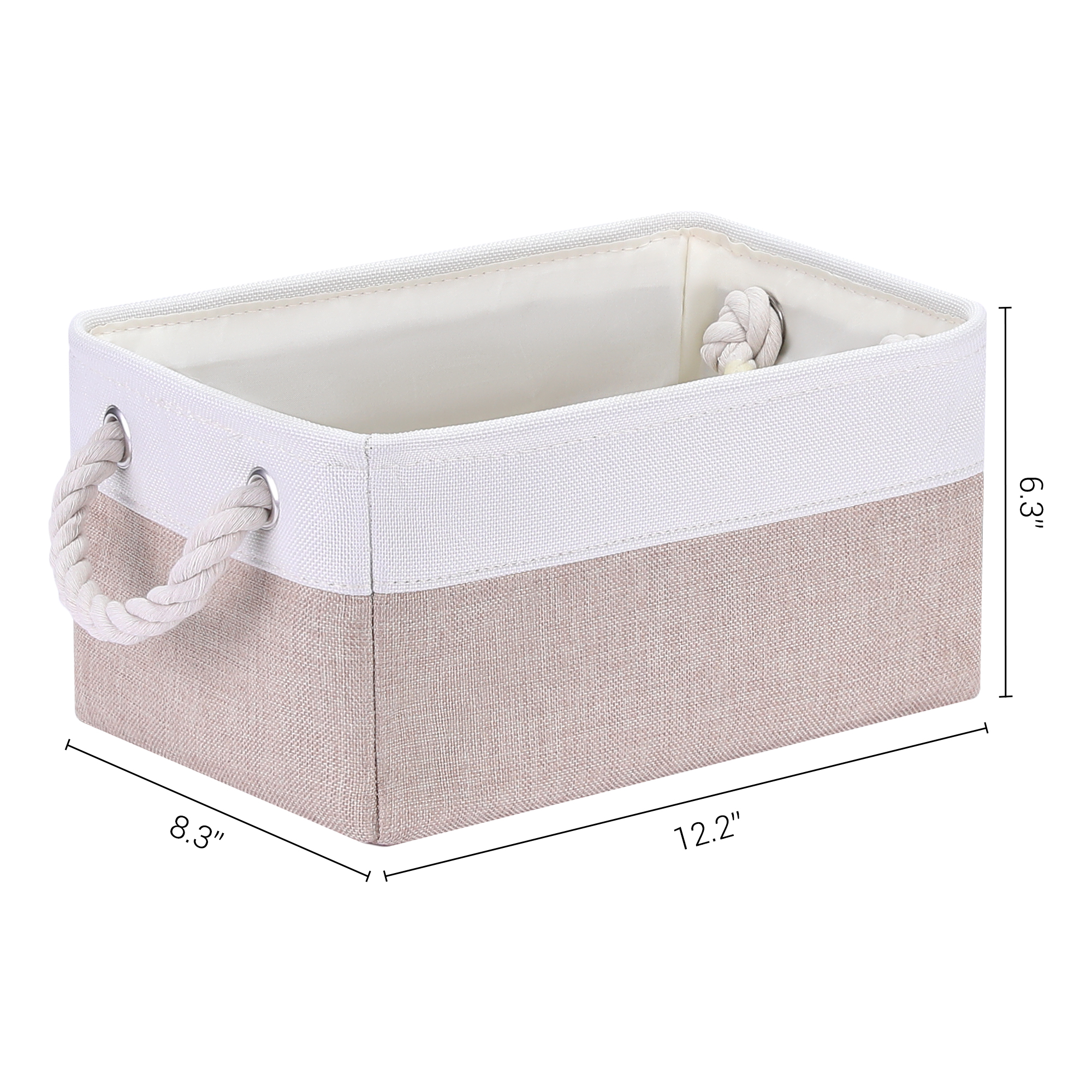 Unique Bargains Fabric Storage Cube Storage Bin Storage Basket White/Khaki 12*8*6in