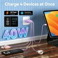 thumbnail image 2 of USB C Charger Block,40W 4-Port Type C Charger Fast Charging Blocks PD Power Charger Adapter+QC 3.0 USB Multiport Charger Brick Compatible with iPhone 17/16/15/14/13/12/,iPad,Galaxy,2Pack,Purple, 2 of 6