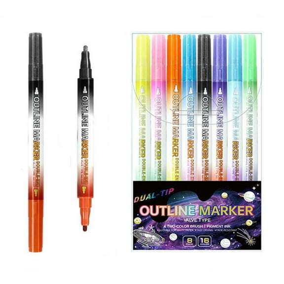 Coloring Lightstick Graffiti Pen, 2025 New Glitter Paint Pens Art Supplies, 8 Colors Dual Tone Glitter Gel Ink Pens Metallic Vibrant Gel Pens for Coloring 4ml 8 Pens In 16 Colors