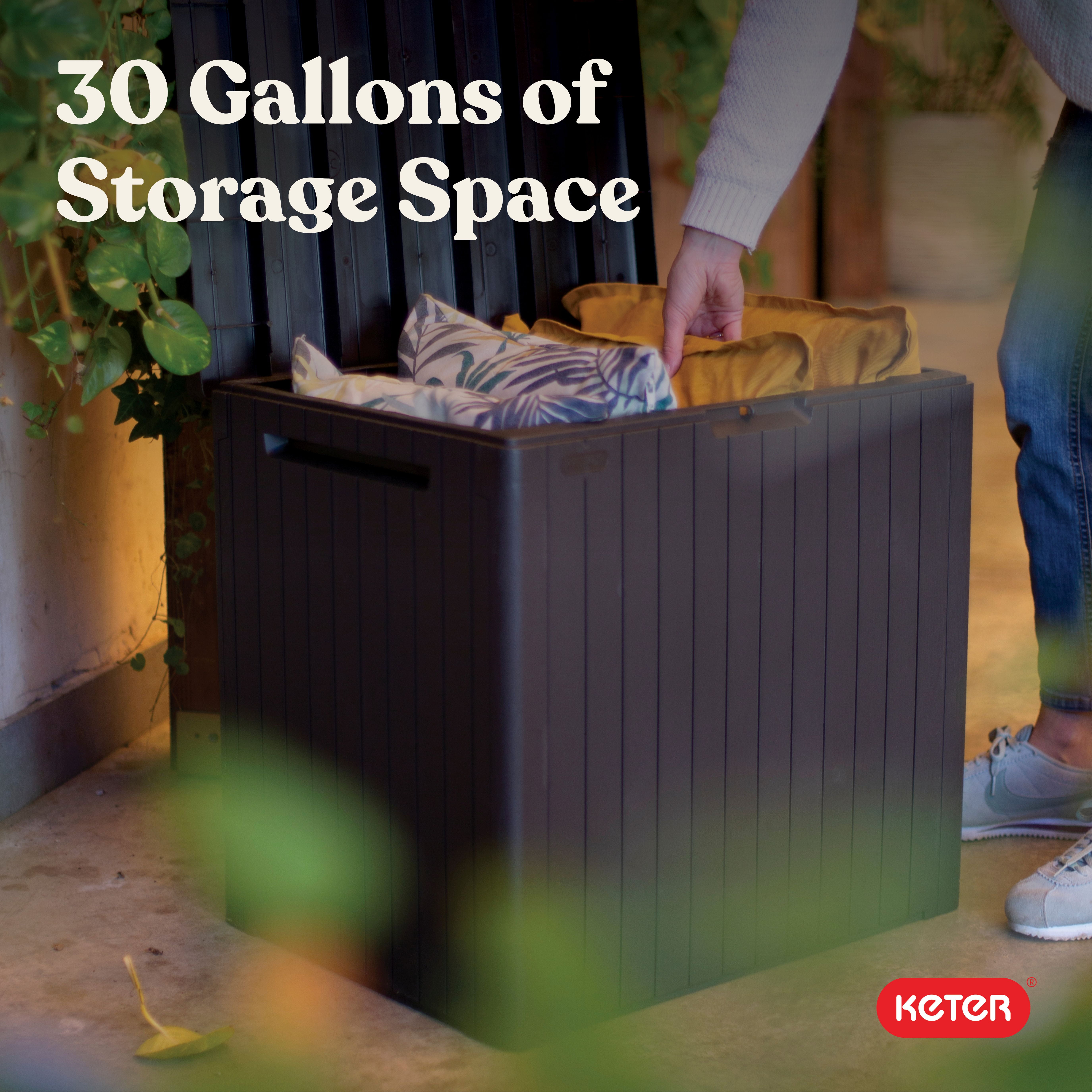 Keter City Outdoor 30 Gallon Durable Resin Outdoor Deck Box for Storage Organization, Gray