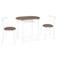 thumbnail image 7 of Ktaxon 3-Piece Modern Kitchen Dining Table Set for 2, Dining Room Round Table and Chair Set with Wine Rack, Rustic Brown & White, 7 of 7