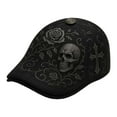 thumbnail image 2 of YYDENG Gothic Embroidered Newsboy Cap Flat Brim Beret Hat Soft Polyester Unisex Ivy Cap Vintage Retro Flat Cap For Daily Streetwear Party Holiday Casual Wear, 2 of 6