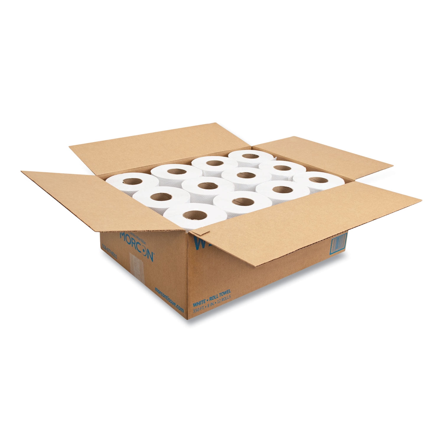 Morcon Tissue Morsoft Universal Roll Towels, 8" x 350 ft, White, 12 Rolls/Carton -MORW12350