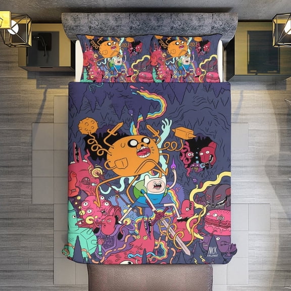 Adventure Time 3-Piece Bedding Comforter Set Bed Cover Set Soft Warm Bedding for Bedroom, Home, Hotel 86"x70"