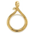 thumbnail image 3 of 14k Yellow Gold Curled Teardrop Prong Setting Coin Bezel Pendant Mounting - Fits 22mm, 3 of 4