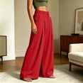 thumbnail image 4 of Qodauz Wide Leg Sweatpants Women Pleated Baggy Casual Pants Button Elastic Waisted Athletic Pant S-2XL, 4 of 7