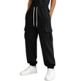 thumbnail image 3 of DJDLJWCJ Big Boys Cargo Pants Elastic Waist Drawstring Jogger Pants School Uniform Pants Lightweight Side Pocket Casual Pants Black Size 9, 3 of 10