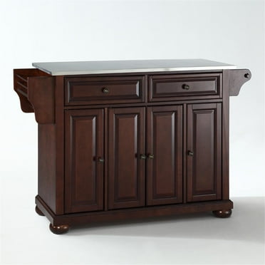 HomeStock Renaissance Romance Stainless Steel Top Full Size Kitchen Island/Cart White/Stainless Steel