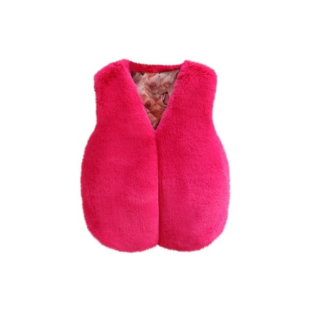 

ZCFZJW Toddler Baby Boys Girls Faux Vest Winter Solid Color Sleeveless Warm Coat Jacket Cute Thick Soft Vest Waistcoat Kids Outerwear(Hot Pink 12-24 Months)