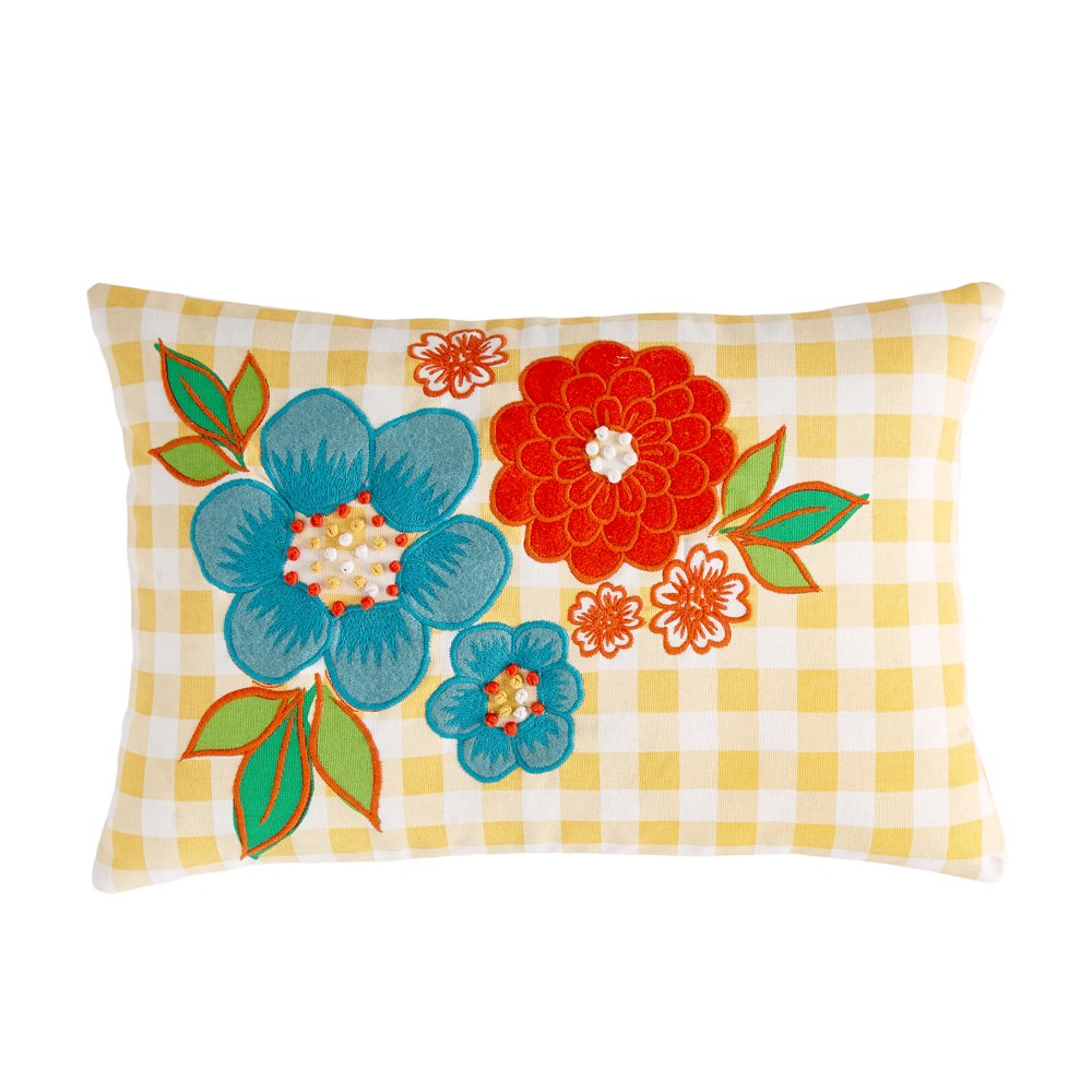 The Pioneer Woman Gingham Decorative Throw Pillow, 12" x 18" Walmart