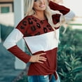 thumbnail image 1 of EGNMCR Chandails pour Femmes Mode Féminine Rayé Imprimé Léopard Confortable Manches Longues Hauts de Chandail, 1 of 9