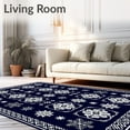 thumbnail image 2 of ODIKA 3'x5' Machine Washable Non-Slip Area Rug, Snowflake Grid Christmas Bathroom Pcs Holiday High Traffic Rug with Pad, Black, 654443, 2 of 8