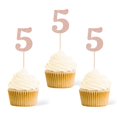 thumbnail image 1 of Decoraciones para Cupcakes Gexolenu 24 PCS Número Cinco en Oro Rosa, 1 of 4