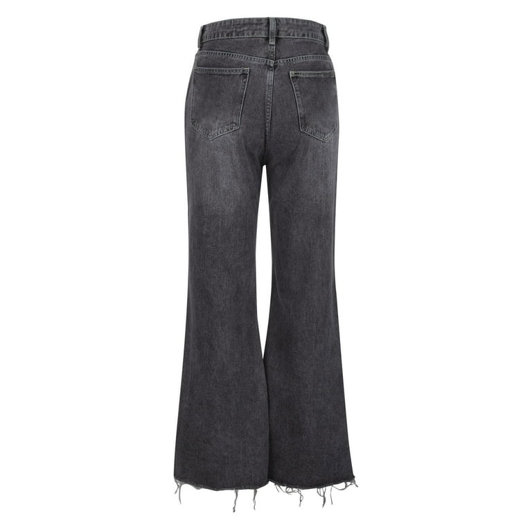 デニム・ジーパン FROGLET Cross Studs Stretch Washed Distressed Flare Jeans Hfyihgf Women's Ripped Flare Jeans Distressed Bootcut Jeans