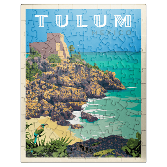 MyPuzzle - Mexico: Tulum, Vintage Poster - Premium 100 Piece Jigsaw Puzzle for Adults