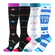 4 Pack Compression Socks for Women & Men 20-30mmhg Graduated Medical Socks