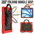 thumbnail image 3 of Case for iPad Air 13 inch/iPad Pro 12.9 inch (3rd/4th Gen), 360 Rotating Stand Handle Pencil Holder Shoulder Strap Heavy Duty Shockproof Cover, Red, 3 of 7