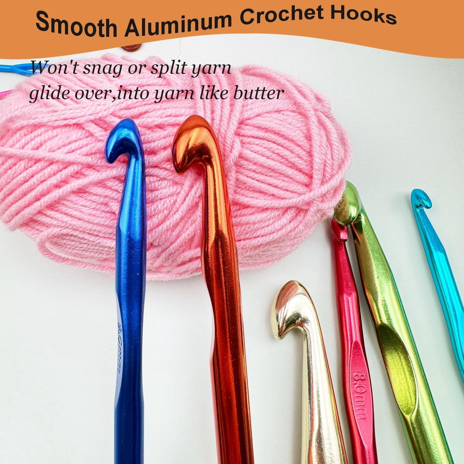 21pcs Huge Crochet Hook Set,Large Size 15mm 12mm 10mm 9mm 8mm 7mm Aluminum Crochet Hooks with Case,Crocheting Hook Needles for Chunky Yarn,Size L M N P O Q (Aluminum)$$Art & Craft
