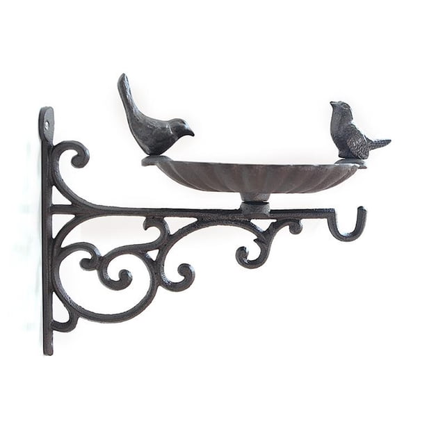 Yuarrent Alimentador de pájaros, cuenco de agua pesado para jardín al aire libre de hierro, placa colgante a prueba de heladas para montaje en pared, Jardín y Patio Yuarrent HA067663-00