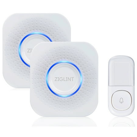 - ZIGLINT YZ03-638 Wireles Doorbell Door Chime Kit Operating at over 500 Feet Range with 58 Chimes No Power Required for 2 Receivers and Transmitter, Water-resistant, Self-Generating Power. 2-pin